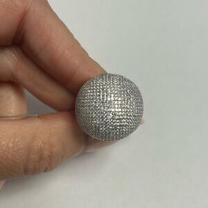Suzy Levian Sterling Silver White CZ Pave Dome Ring NWT
